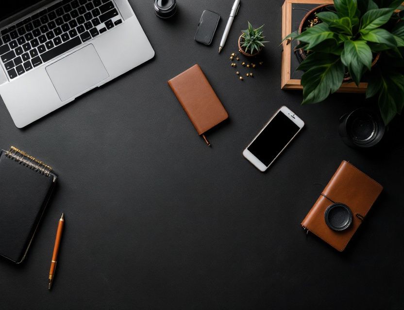 Clean workspace with laptop and business tools